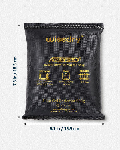 wisedry product label and instruction sheet showing safe recharge steps