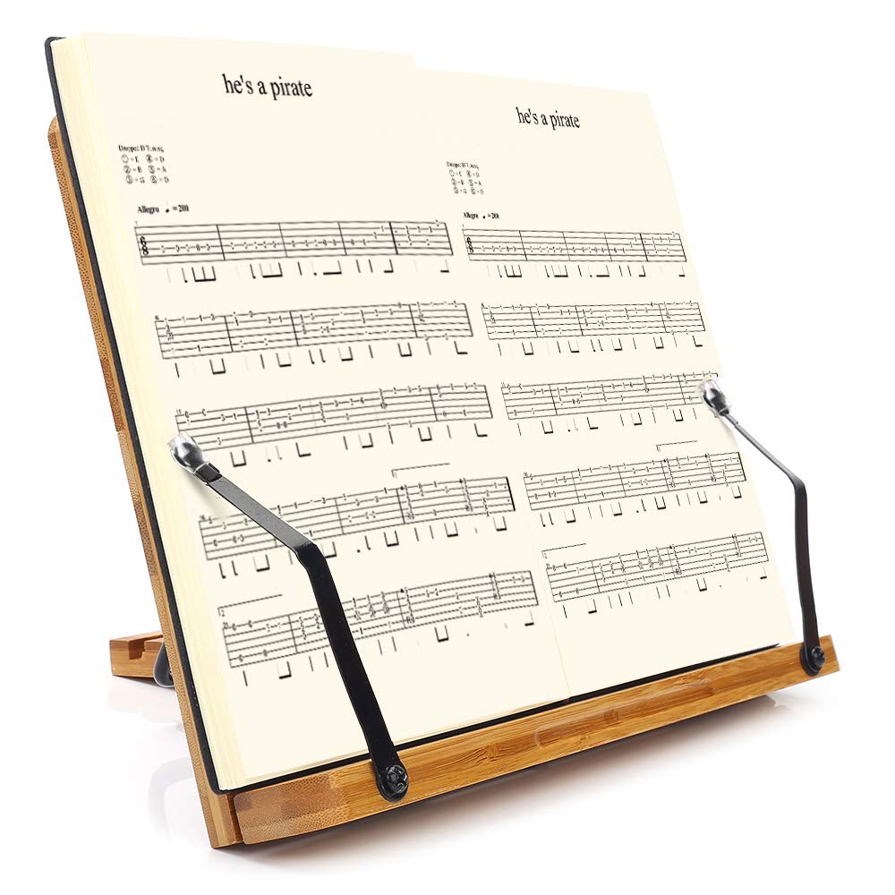 wishacc holding sheet music for musicians with reliable page control
