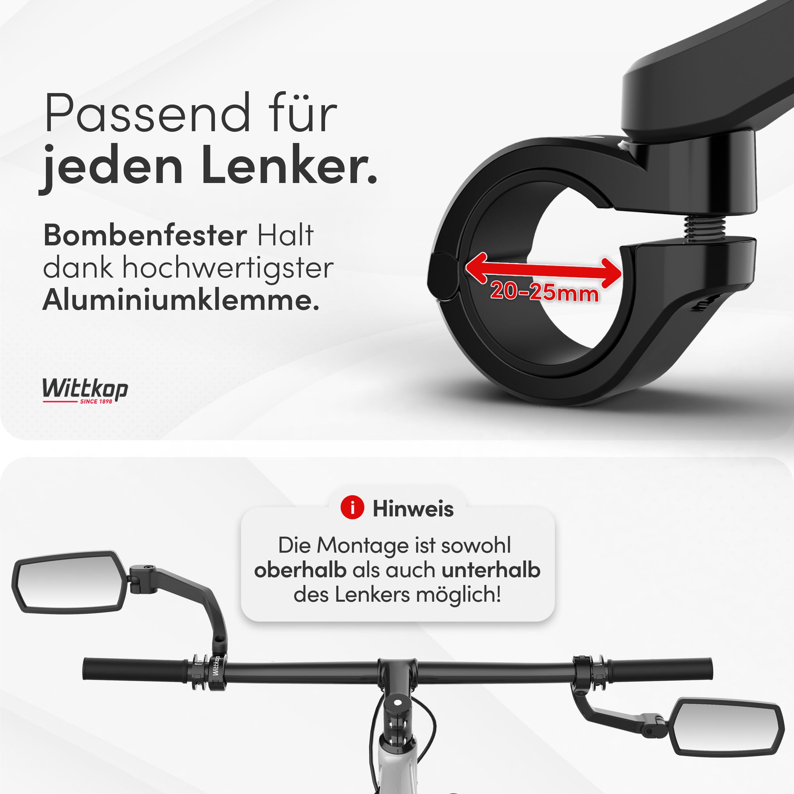 Wittkop comparación de tamaño junto a la bicicleta para escala