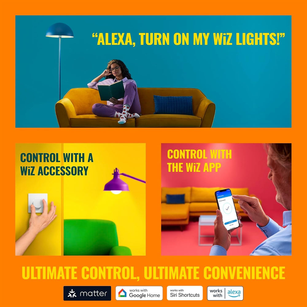 WiZ Connected app scheduling screen on smartphone, managing routines and remote control benefits