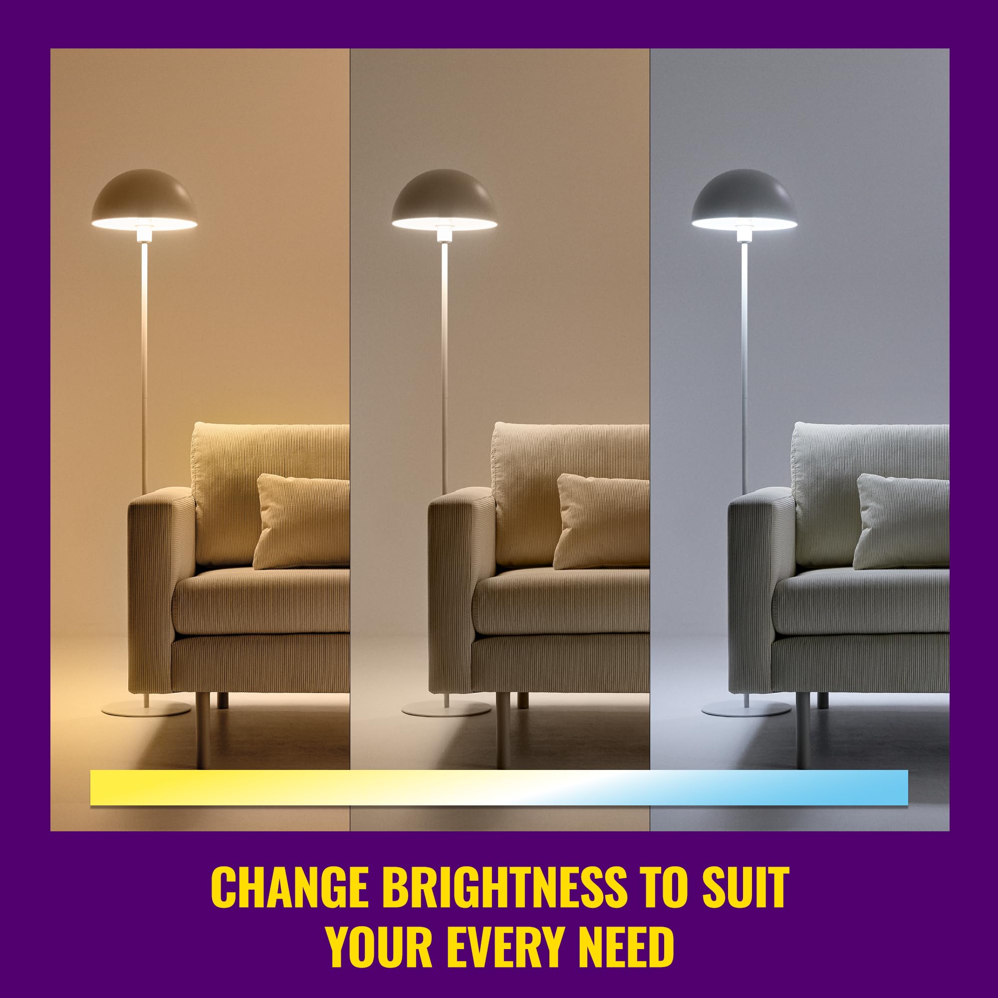 WiZ Connected A19 bulb installed in a table lamp, demonstrating easy retrofit and immediate ambiance