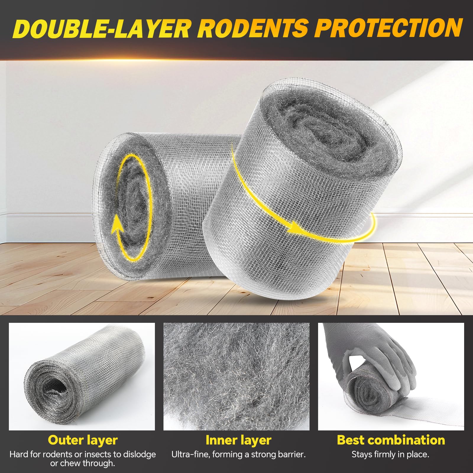 Wizcave malla de acero inoxidable en rollo, añade refuerzo duradero