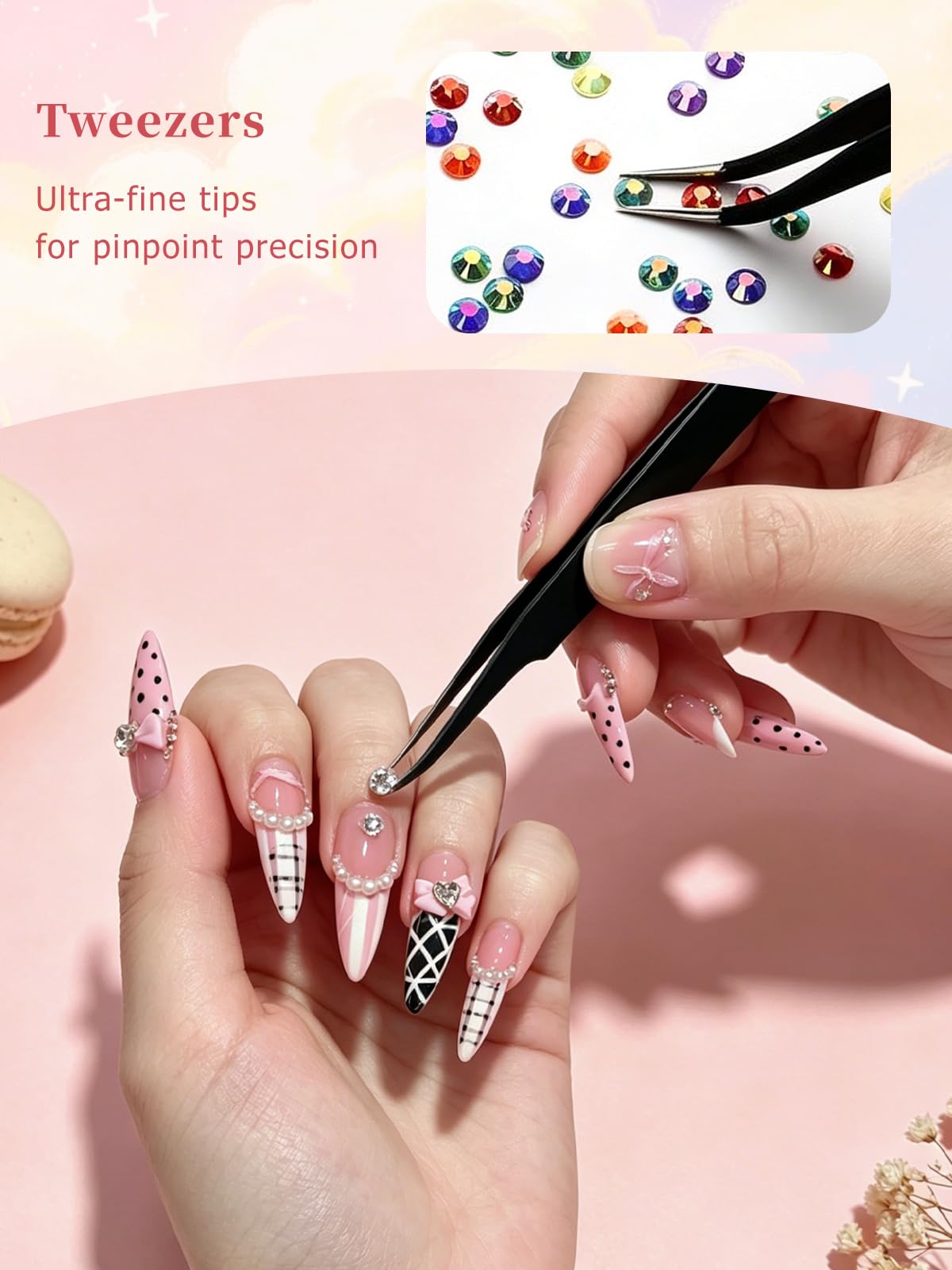 Wliurf rhinestones on nails showcasing durable shine for nail art
