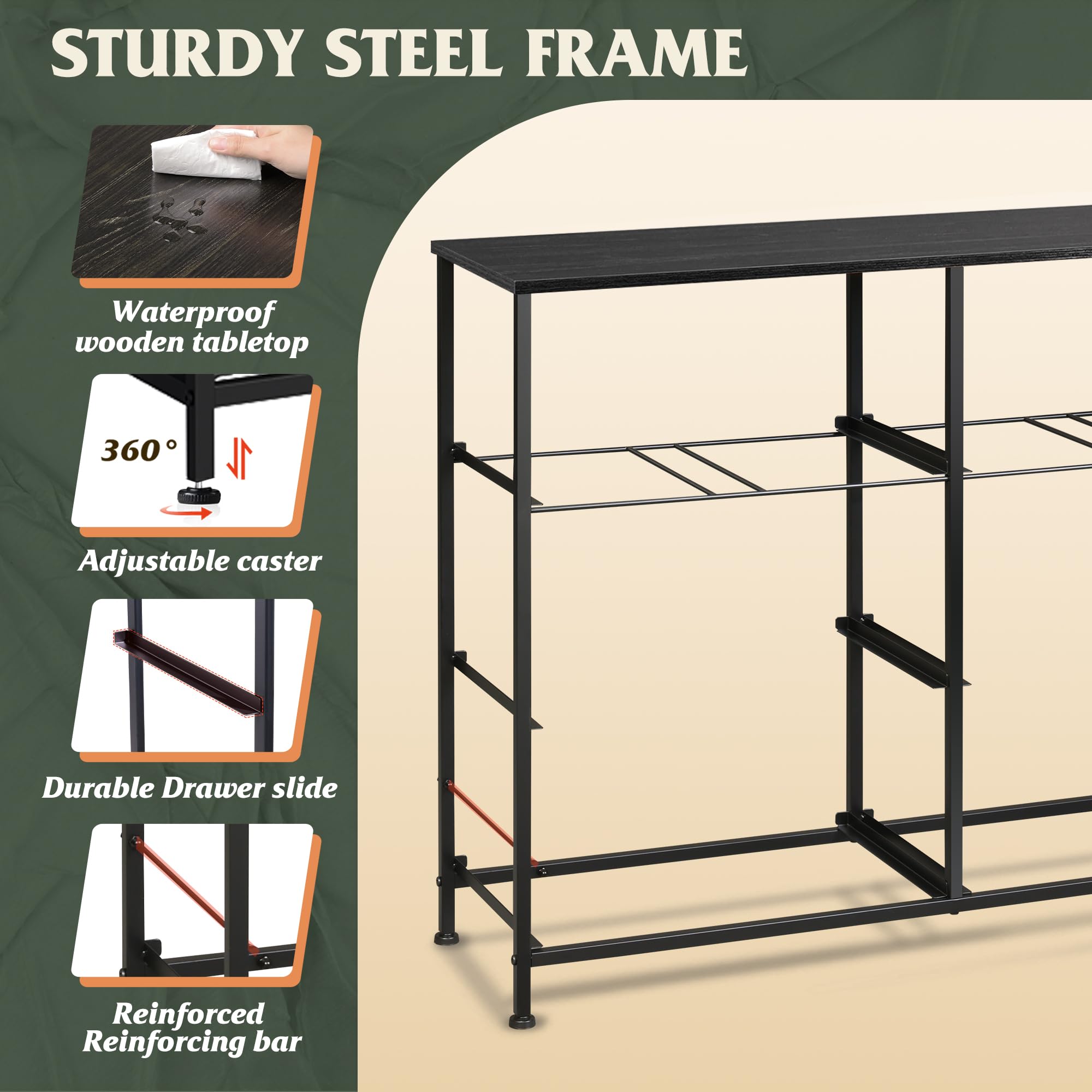 WLIVE dresser adjustable feet detail protecting floors and allowing leveling on uneven surfaces