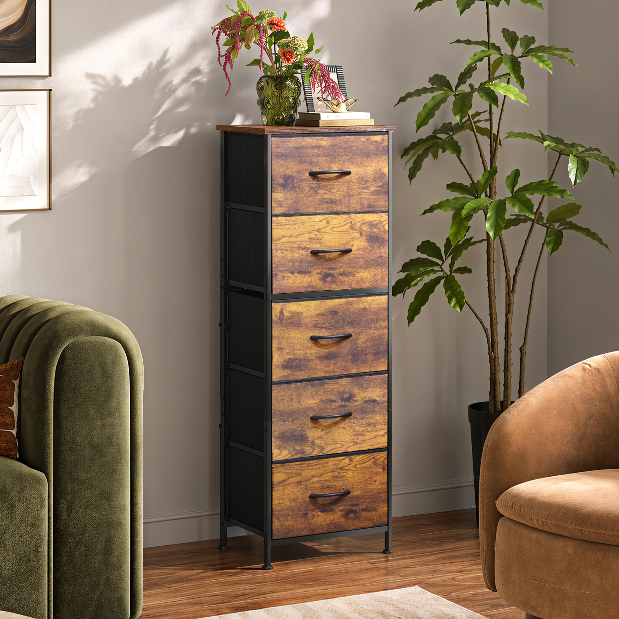 WLIVE wooden top close-up showing durable surface for lamps and books benefit