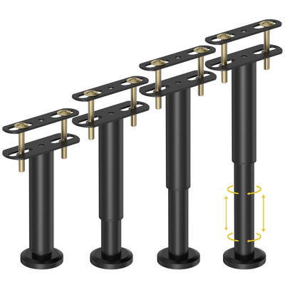 Wlrrcwdttc front view of four adjustable metal bed legs, adds frame stability