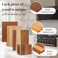 Wnfou wooden stand holding boards upright to save counter space and stay organized
