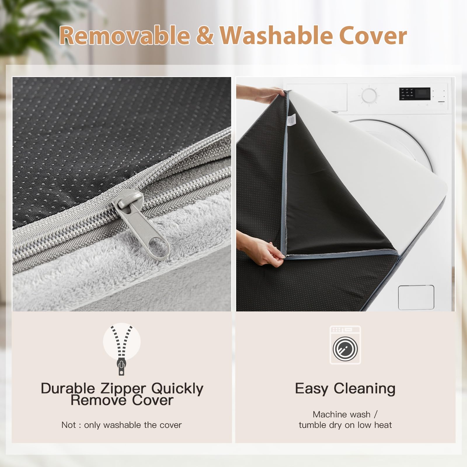WNPETHOME funda desmontable con cremallera en L para fácil lavado