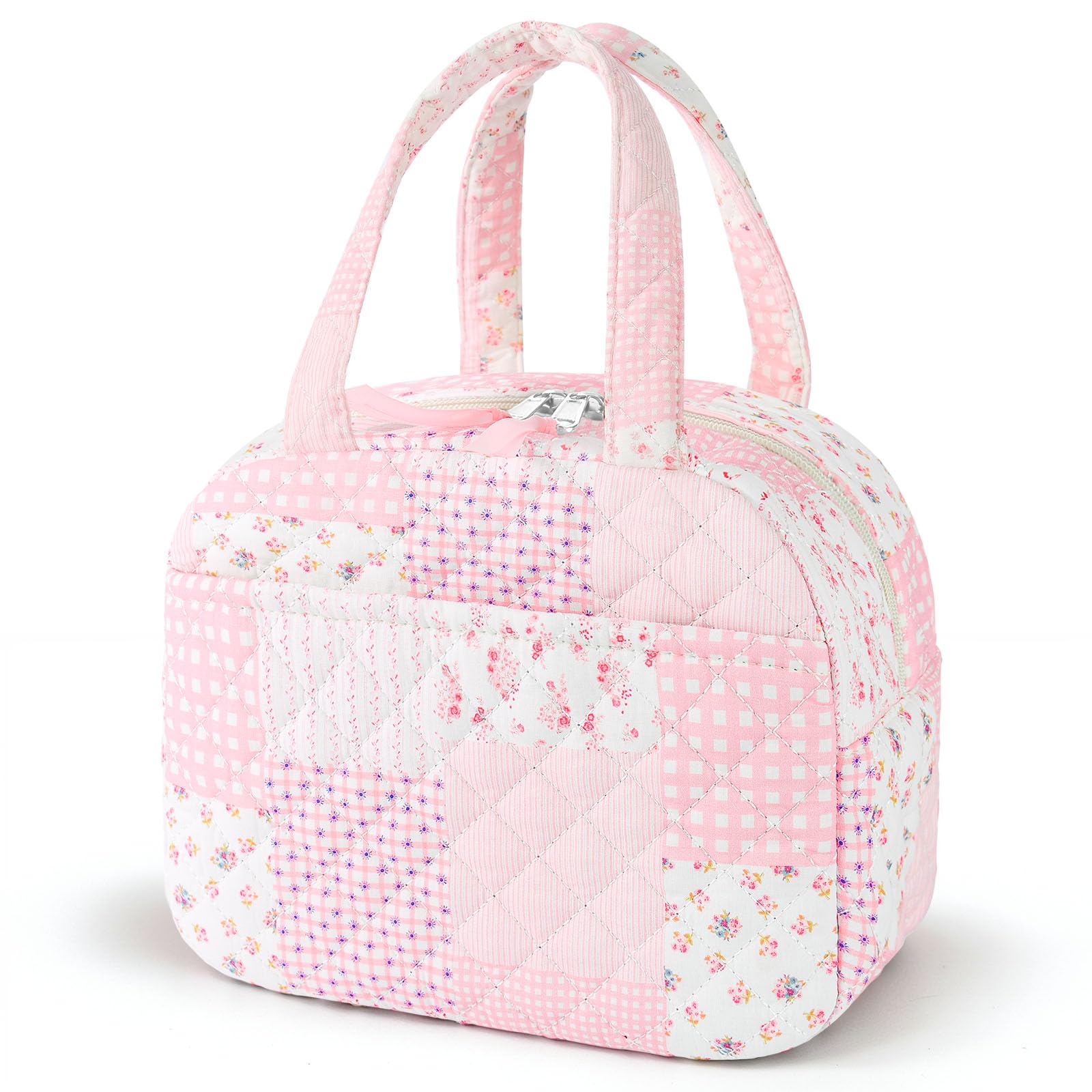 WOBAGMEN vista frontal patchwork rosa con estilo elegante práctico