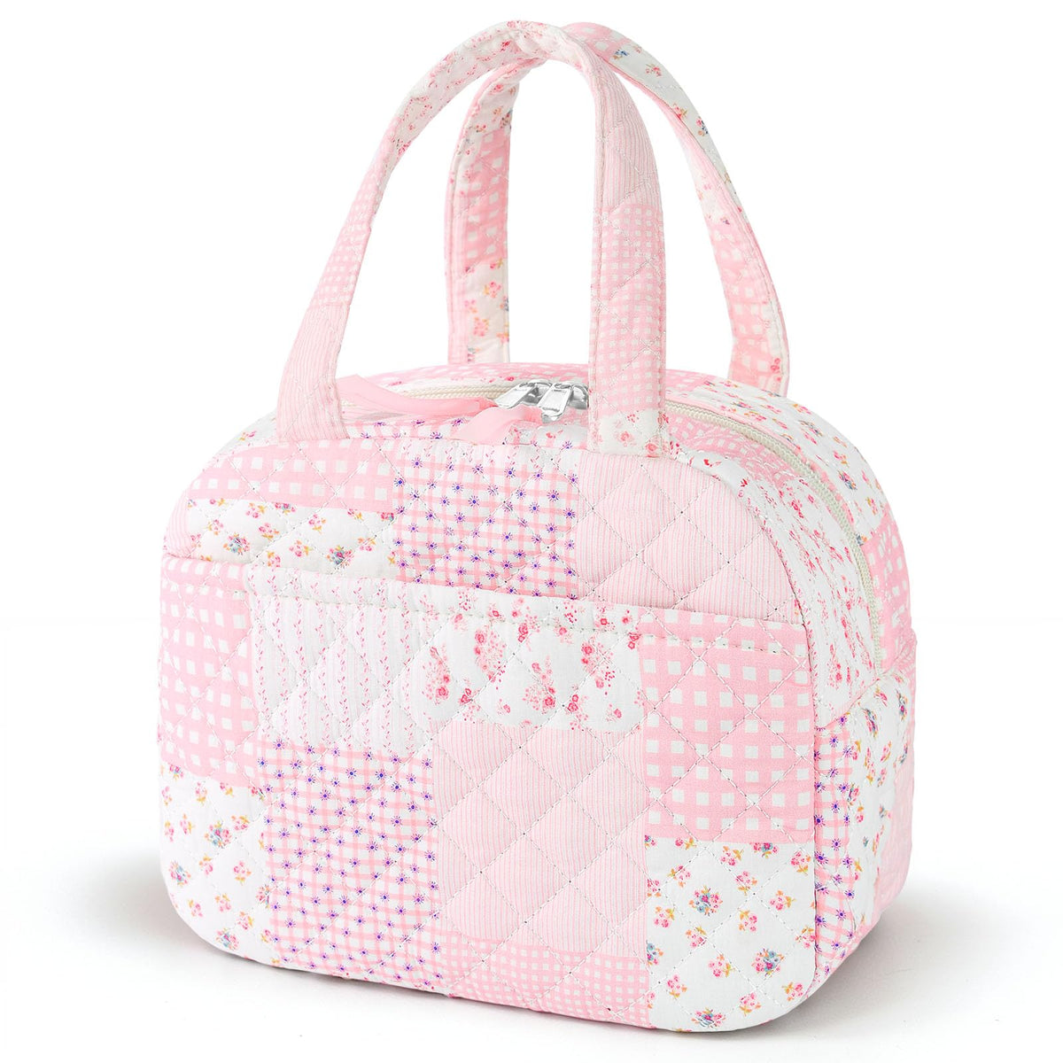 WOBAGMEN vista frontal patchwork rosa con estilo elegante práctico