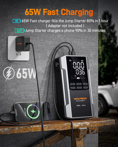 WOLFBOX MV16A comparación con mano para escala, portátil y fácil de llevar