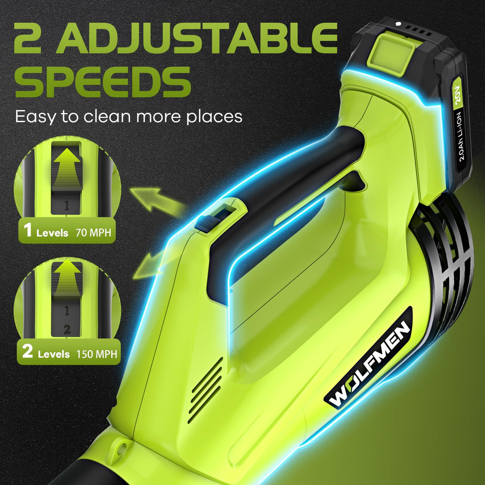 WOLFMEN two 20V batteries with charger for extended runtime