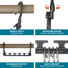 Detalle del material reforzado Wonder Hanger Max y resistencia para prendas pesadas