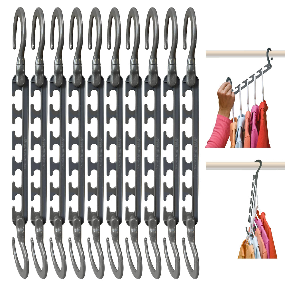Wonder Hanger Max vista frontal del paquete mostrando ahorro de espacio