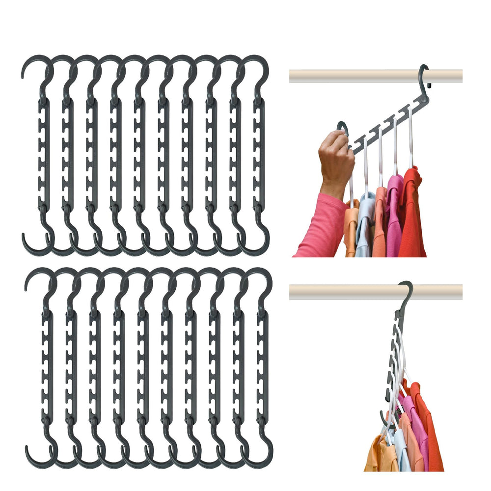 Wonder Hanger imagen frontal del pack mostrando 20 percheros y ahorro de espacio