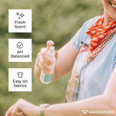 Wondercide cedarwood texture and ingredients detail highlighting plant-powered formula