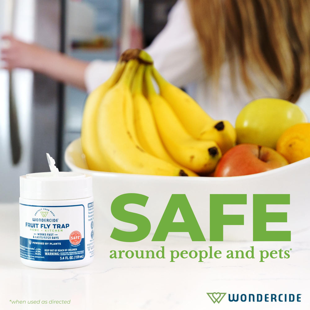 Wondercide trap placed by a kitchen sink preventing fruit fly breeding