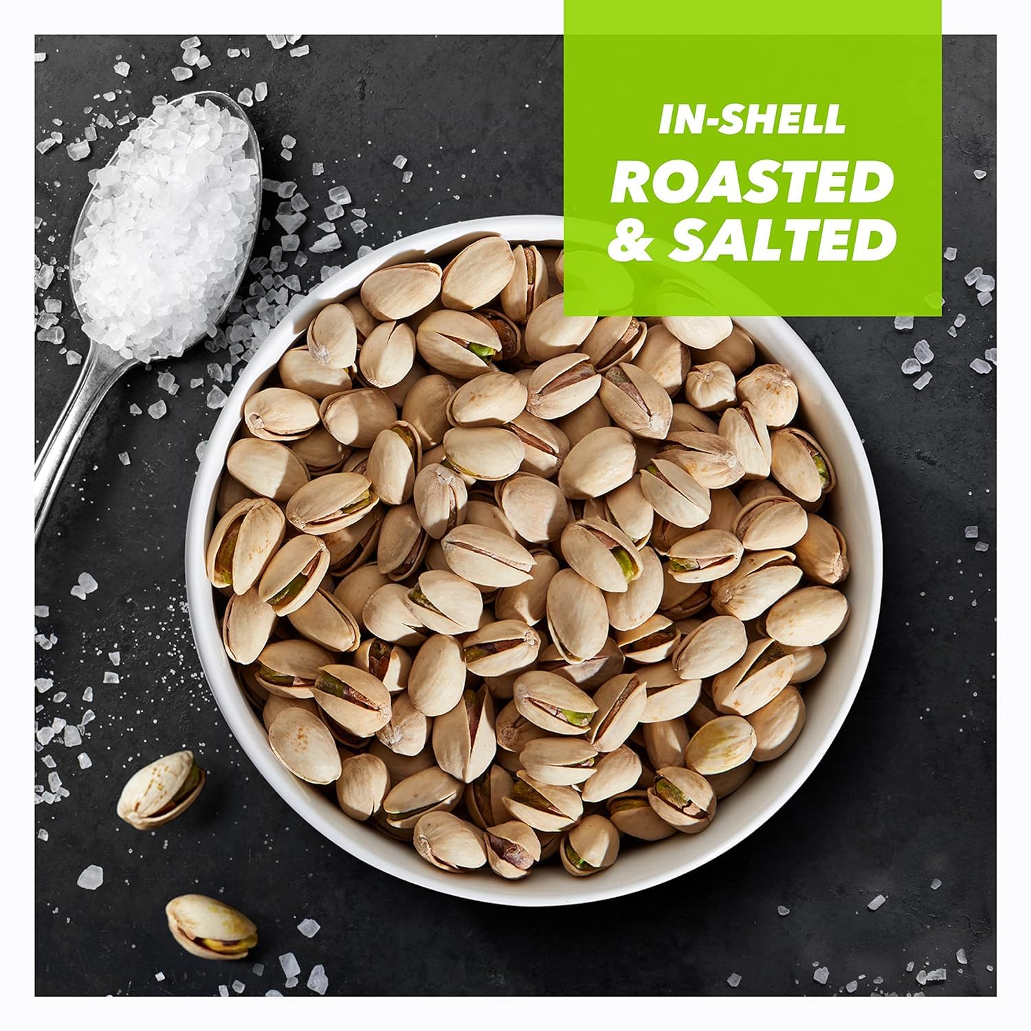 Wonderful Pistachios bolsa abierta con pistachos listos para comer y portabilidad