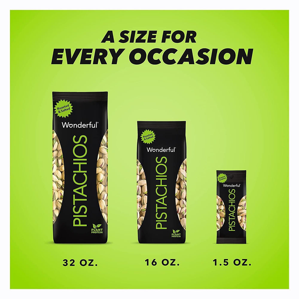 Wonderful Pistachios etiqueta nutricional enfocada en proteínas y datos clave