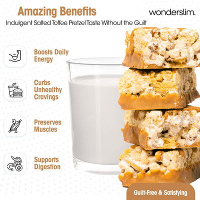 WonderSlim barra desenvuelta con toffee y pretzel para antojo controlado