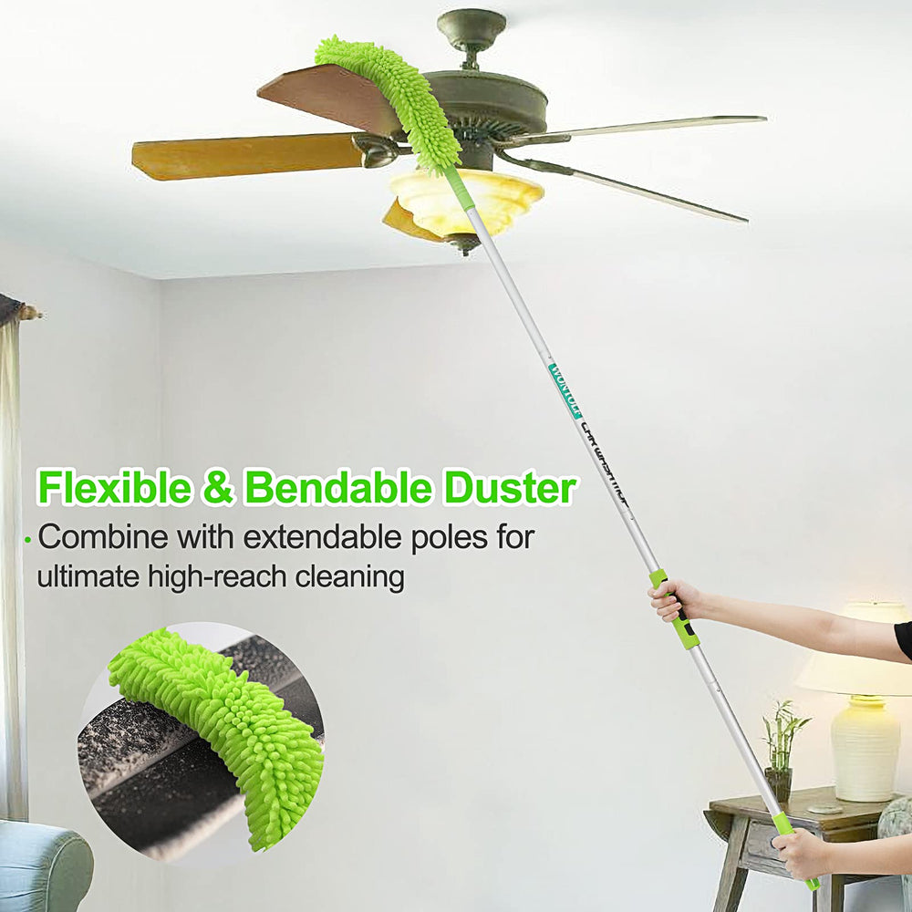 Wontolf microfiber duster attached to pole dusting high shelves and vents