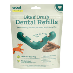 WOOF empaque frontal de recambios Bite n' Brush muestra 18 unidades y atractivo visual