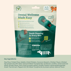 WOOF primer plano de la textura del refill mostrando surcos que limpian dientes