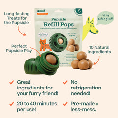 WOOF recarga insertada en el juguete Pupsicle evitando desorden