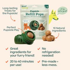 WOOF recarga insertada en juguete Pupsicle ofreciendo entretenimiento seguro