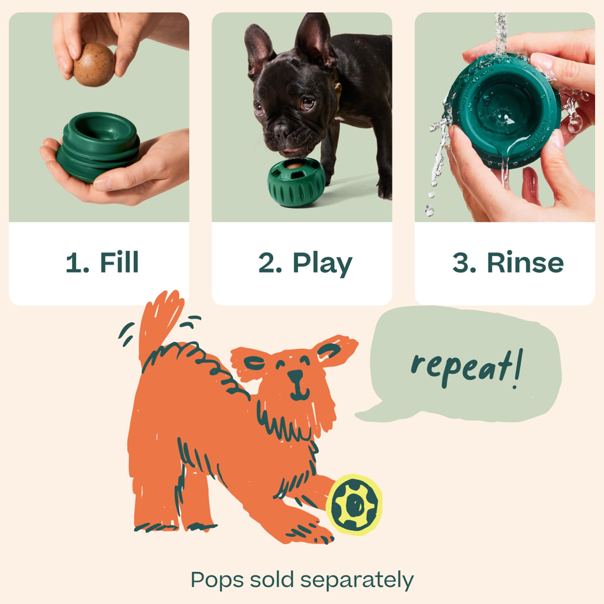 side view of WOOF Pupsicle weighted base preventing tipping during play