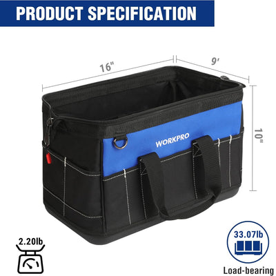 WORKPRO detalle de la base moldeada impermeable protegiendo herramientas