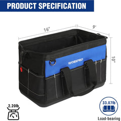 WORKPRO detalle de la base moldeada impermeable protegiendo herramientas