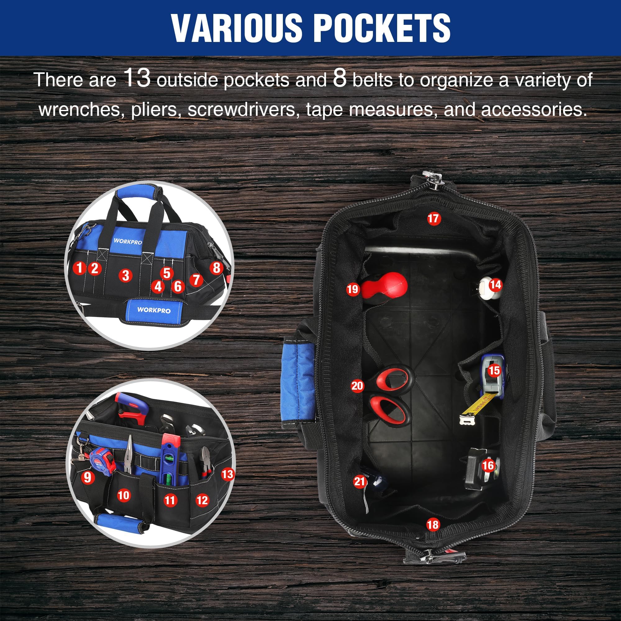 WORKPRO bolsa en obra transportando herramientas pesadas con protección
