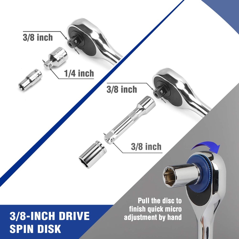 WORKPRO carraca reversible 3/8" mostrando mecanismo para torque eficiente