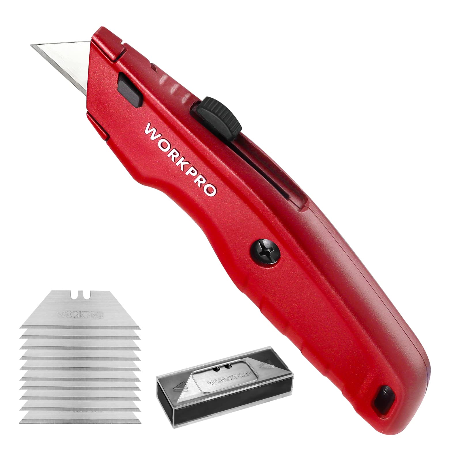 WORKPRO hojas extra extendidas sobre fondo mostrando repuestos duraderos