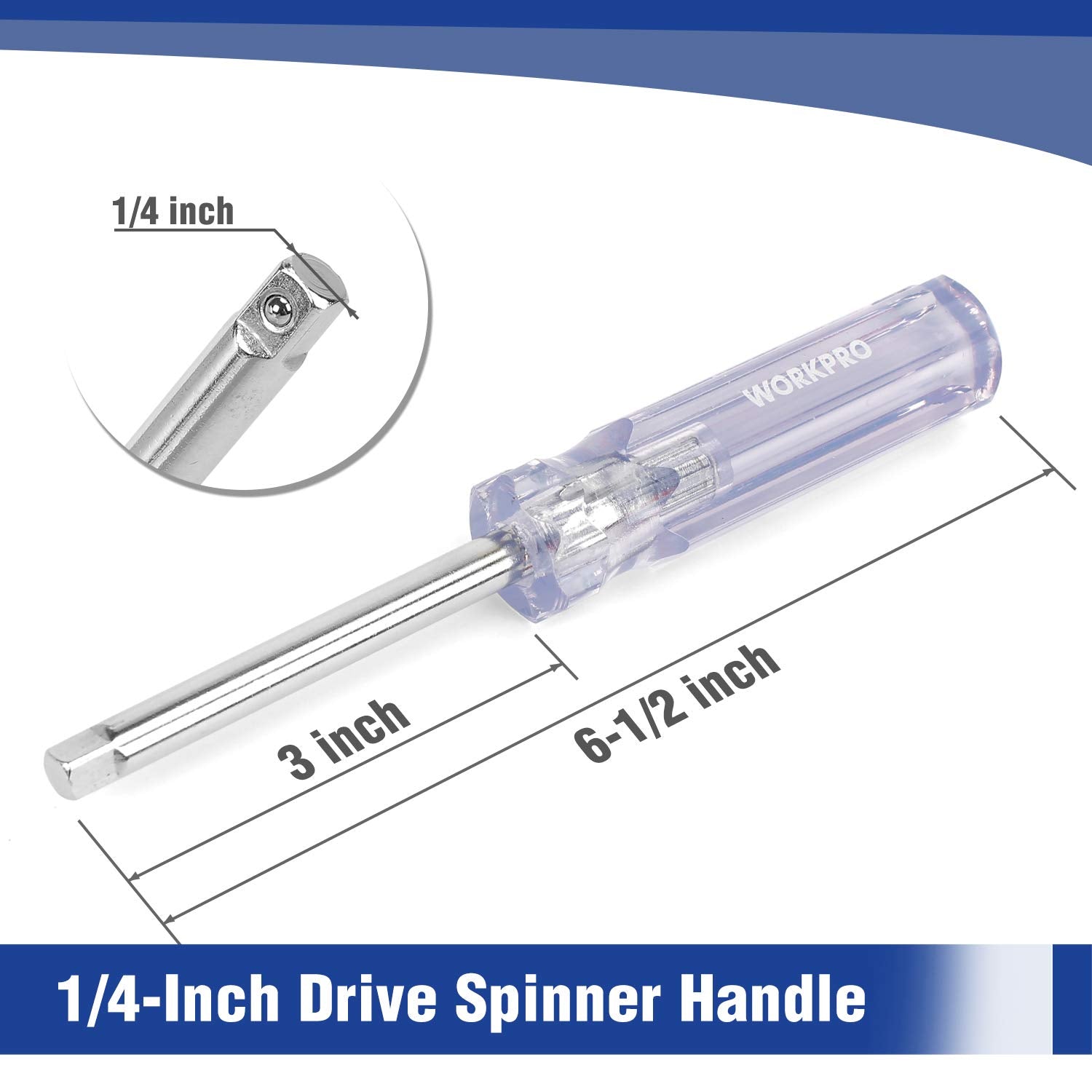 WORKPRO spinner 1/4" en detalle para operaciones rápidas y control fino