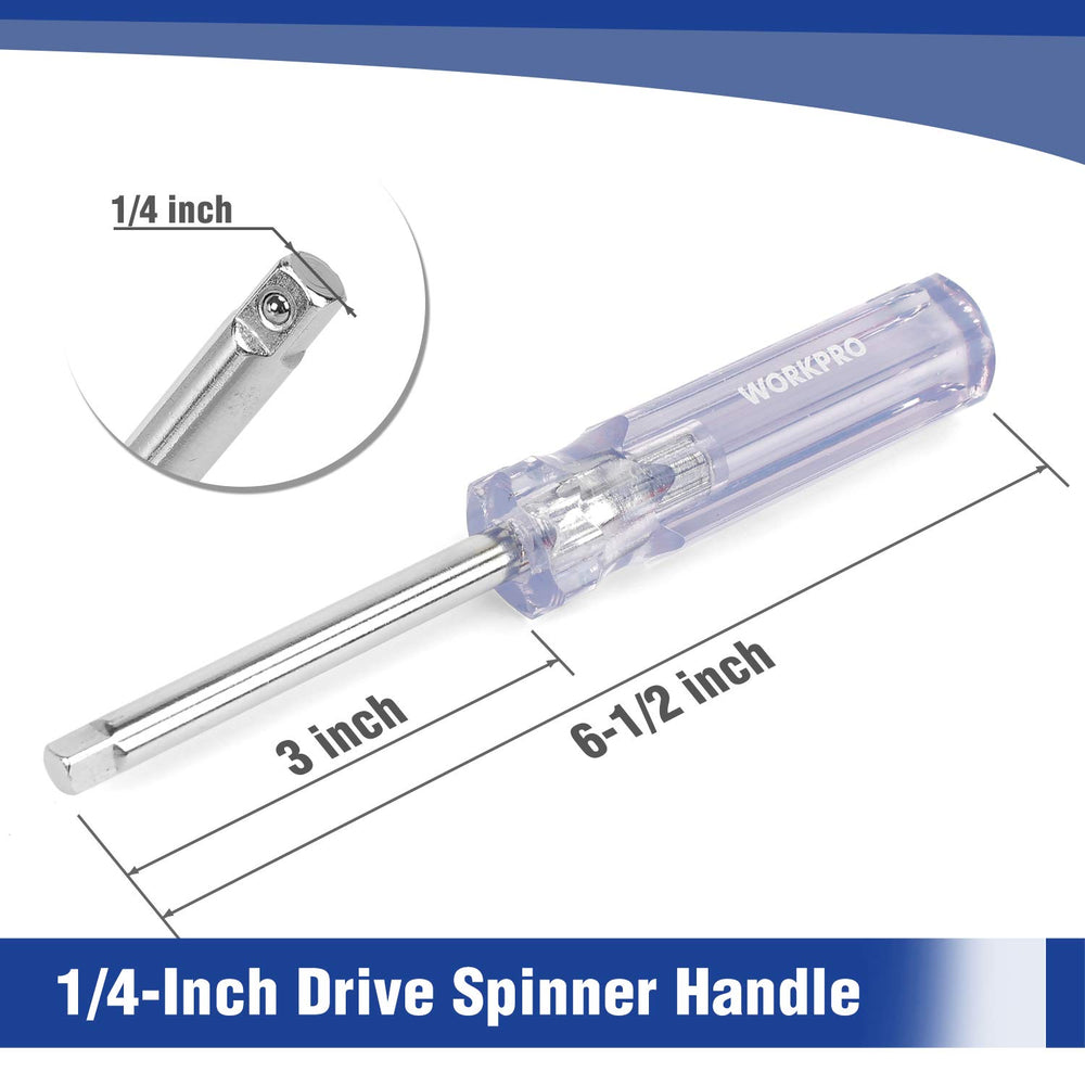WORKPRO spinner 1/4" en detalle para operaciones rápidas y control fino