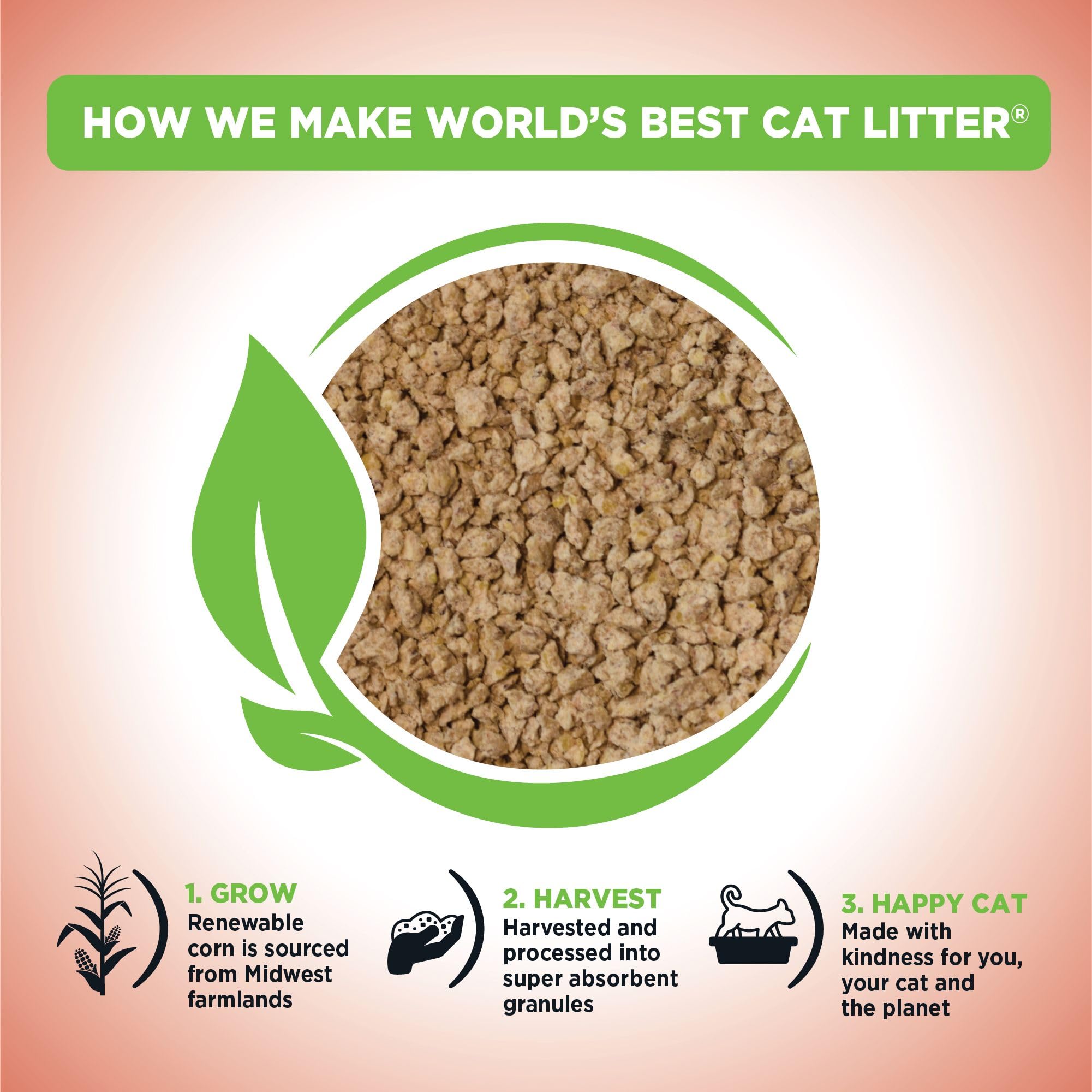 World's Best Cat Litter textura de granos naturales que facilita el clumping