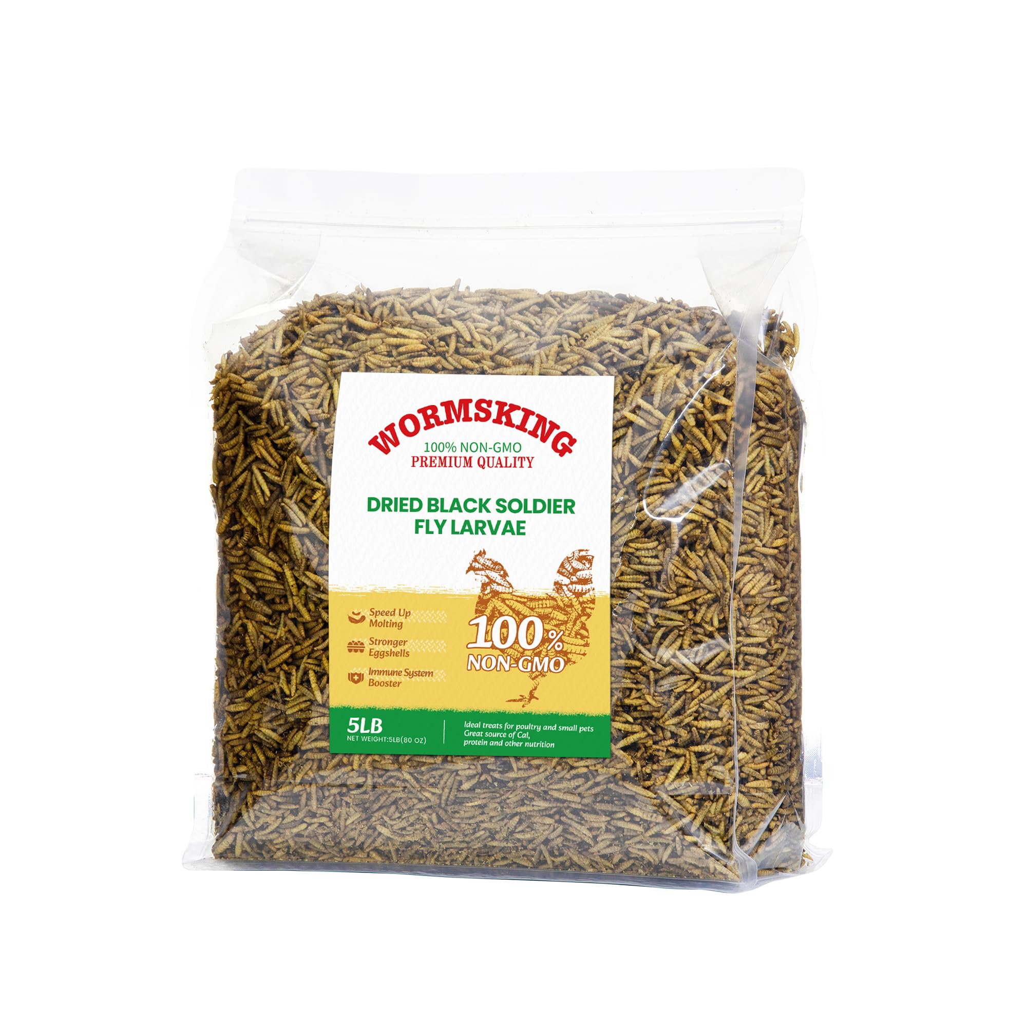 WORMSKING front packaging showing 5lb bag and product name, clear benefit of convenience