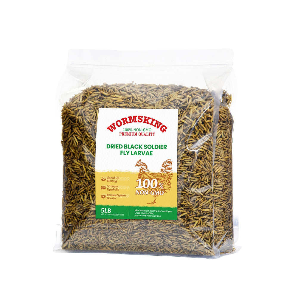 WORMSKING front packaging showing 5lb bag and product name, clear benefit of convenience