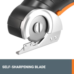 WORX ZipSnip slicing cardboard demonstrating strong cutting capacity up to 1/4 inch