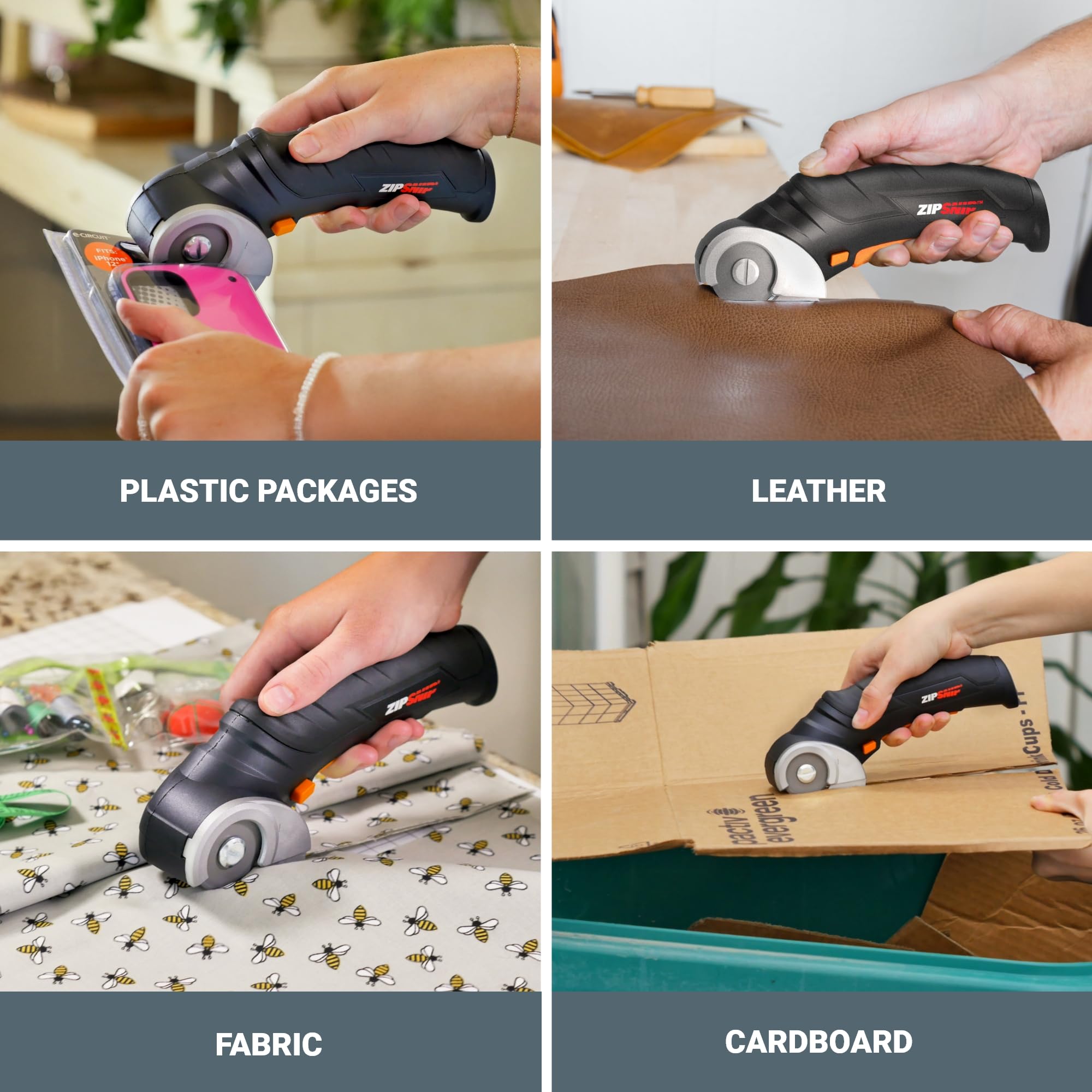 WORX ZipSnip cutting fabric showing smooth results and reduced hand strain benefit