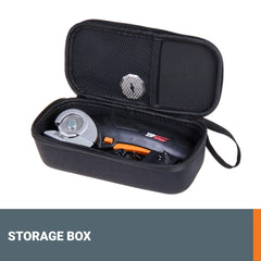 WORX ZipSnip close-up of rotating blade highlighting automatic sharpening for clean cuts