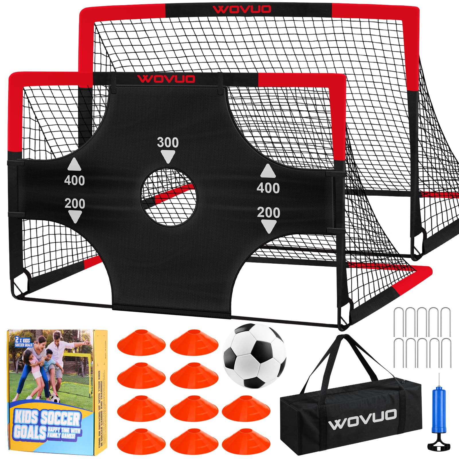 WOVUO front view of assembled 6x4 ft goals showing durable frame and shape benefits portability