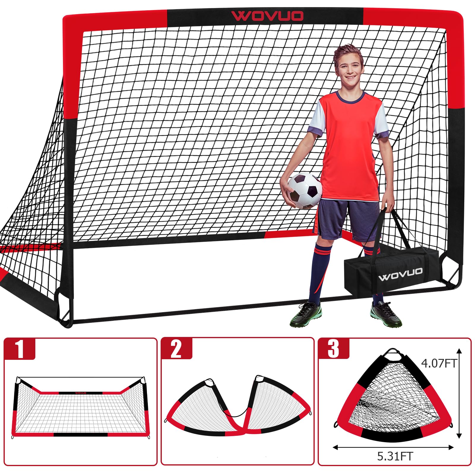 WOVUO two goals in backyard during a kids match illustrating family play and training