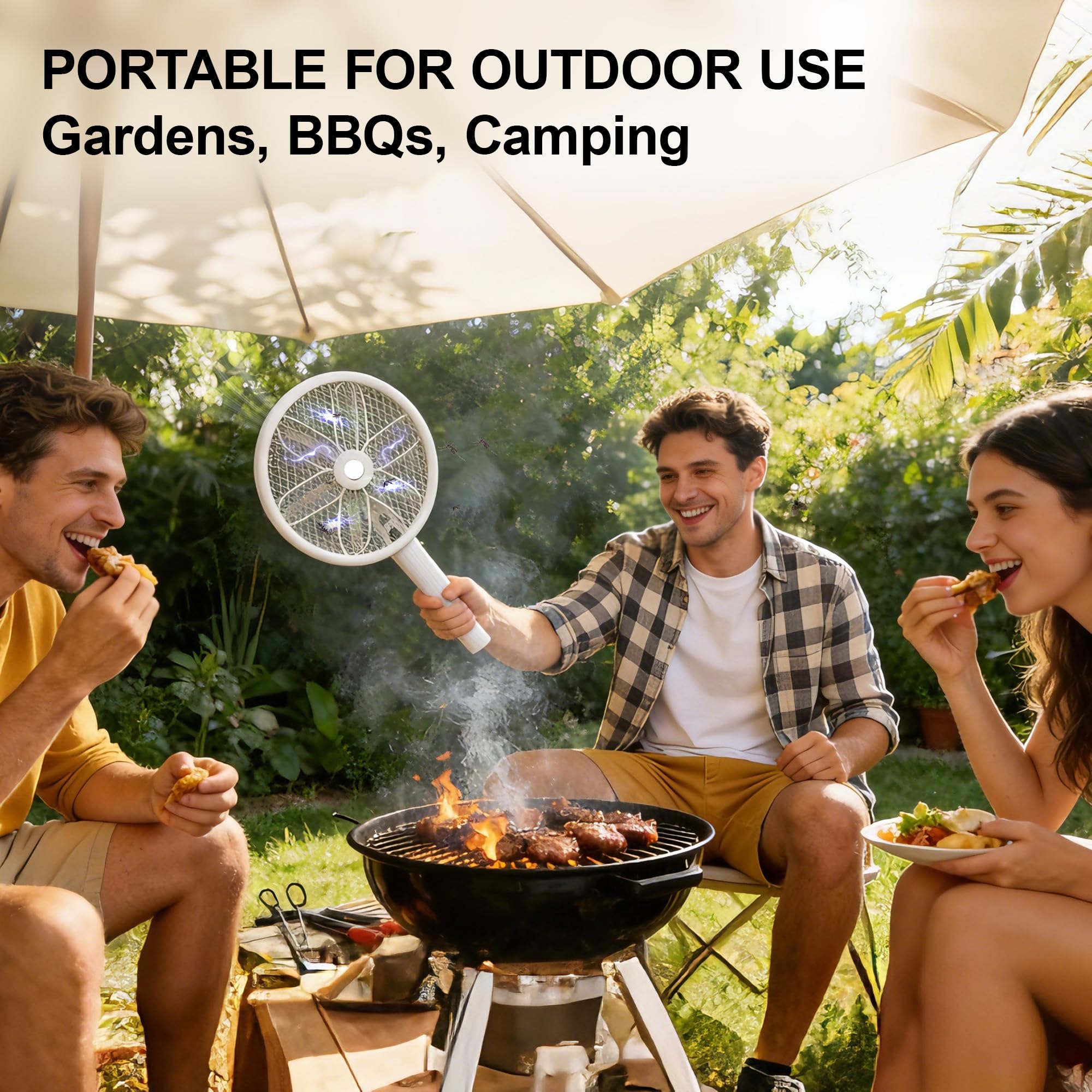 WowCatch uso en patio real protegiendo área de BBQ y actividades al aire libre