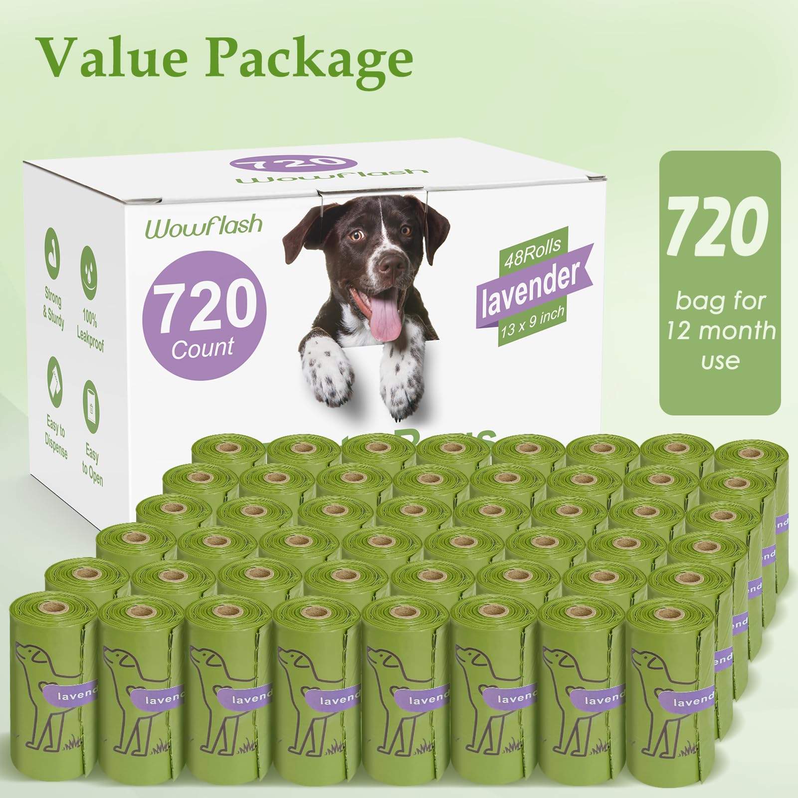 Wowflash stacked rolls comparison illustrating large 720-count supply benefit