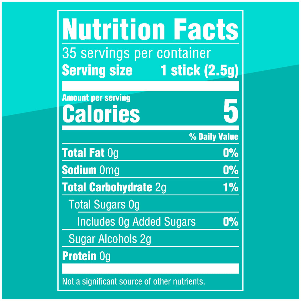 WRIGLEY'S EXTRA etiqueta nutricional del paquete con información clara