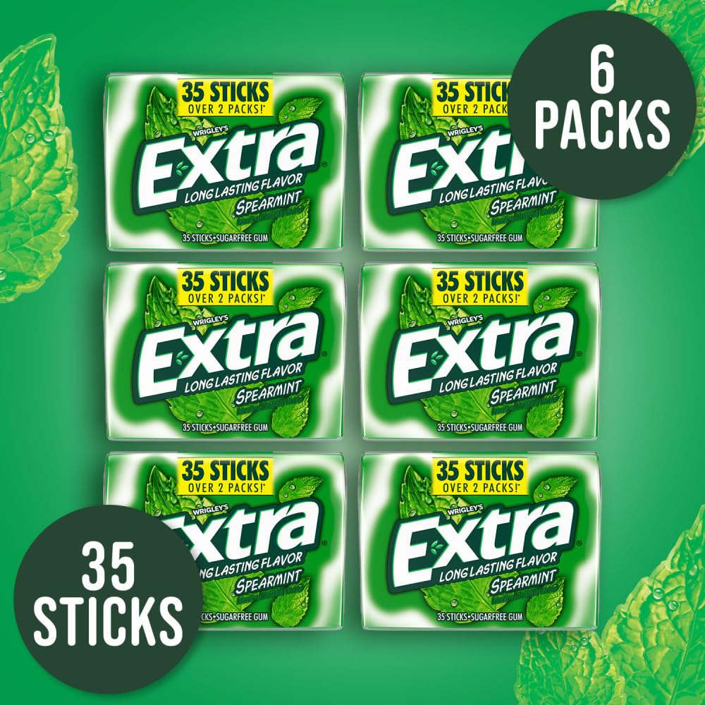 WRIGLEY'S EXTRA primer plano textura del chicle que sugiere sabor duradero