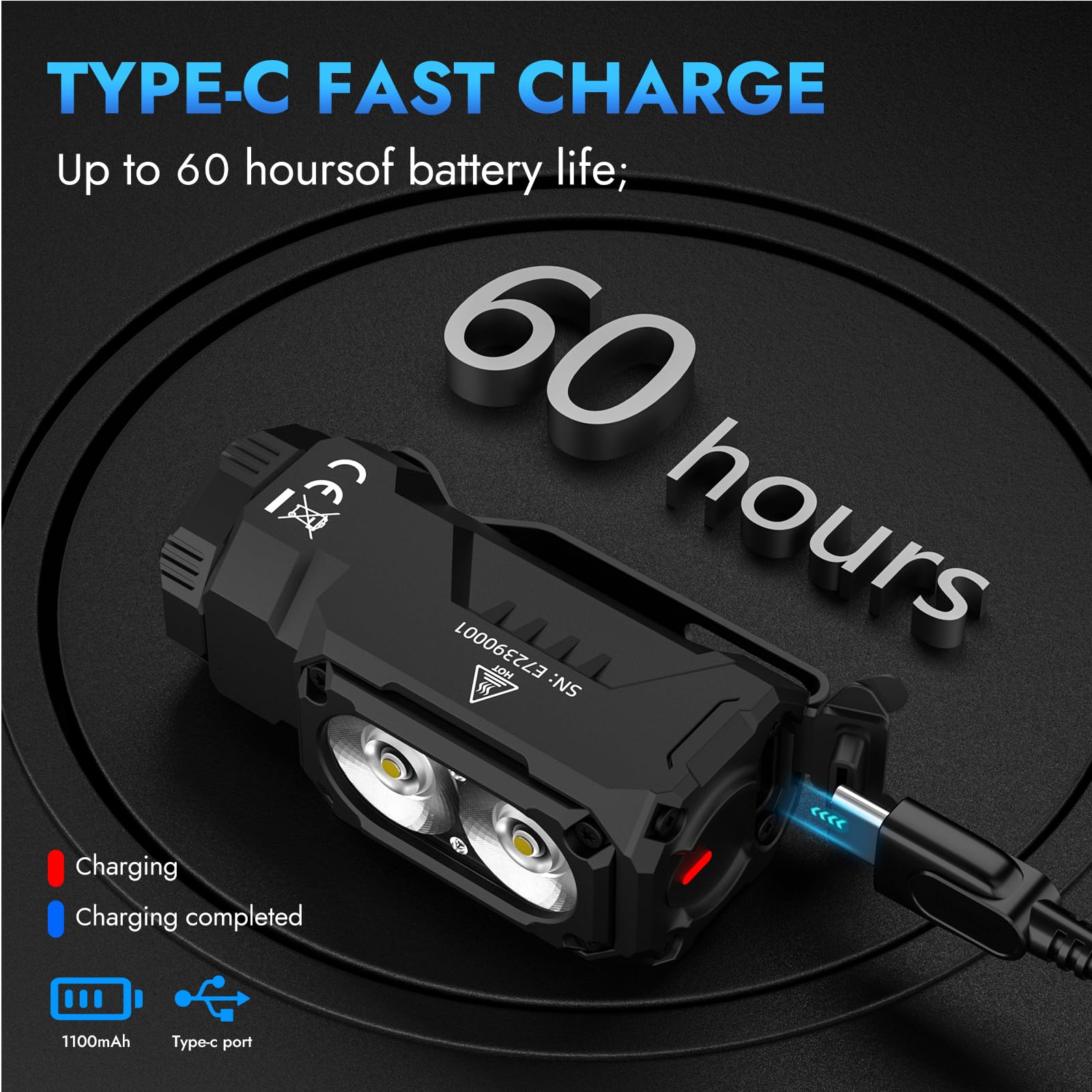 WUBEN E7 con cable Type-C para carga rápida y fácil